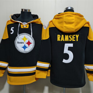 Men's Pittsburgh Steelers #5 Jalen Ramsey Black Ageless Must-Have Lace-Up Pullover Hoodie
