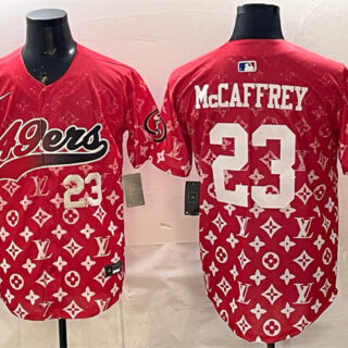 Men's San Francisco 49ers #23 Christian McCaffrey Red Limited Stitched Baseball Jersey