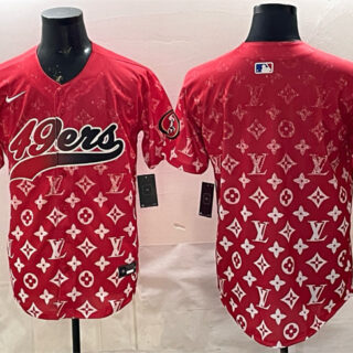 Men's San Francisco 49ers Blank Red Limited Stitched Baseball Jersey
