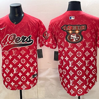 Men's San Francisco 49ers Team Big Logo Red Limited Stitched Baseball Jersey