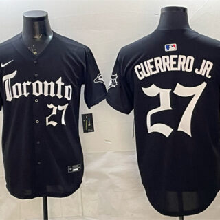 Men's Toronto Blue Jays #27 Vladimir Guerrero Jr. Black Gothic North Edition Limited Stitched Baseball Jersey