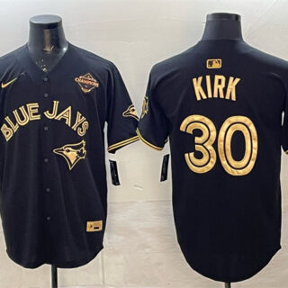 Men's Toronto Blue Jays #30 Alejandro Kirk Black Gold 2025 American League Champions Limited Stitched Baseball Jersey