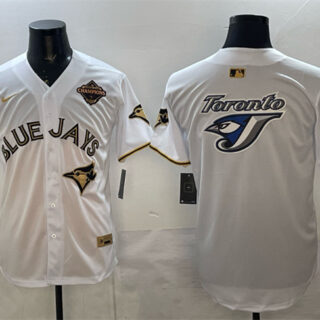 Men's Toronto Blue Jays Team Big Logo Black Gold 2025 American League Champions Limited Stitched Baseball Jersey 2