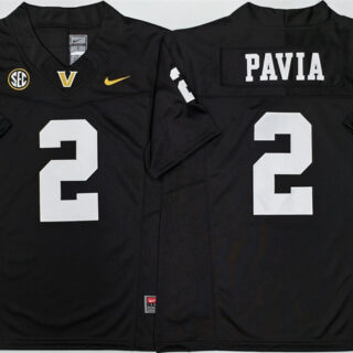 Men's Vanderbilt Commodores #2 Diego Pavia Black 2025 F.U.S.E. Vapor Limited Stitched Football Jersey