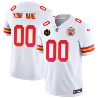 Men's Kansas City Chiefs Active Player Custom White 2025 F.U.S.E. John Madden Patch Vapor Untouchable Limited Stitched Football Jersey