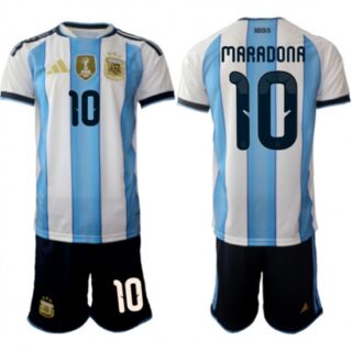 Men's Argentina #10 Diego Maradona White Blue 2025-26 Home Soccer Jersey Suit