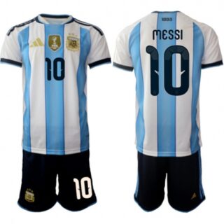 Men's Argentina #10 Lionel Messi White Blue 2025-26 Home Soccer Jersey Suit