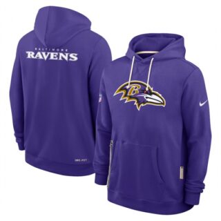 Men's Baltimore Ravens Purple Sideline Standard Issue Initial Home Dri-FIT Pullover Hoodie