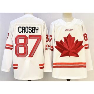 Men's Canada Hockey #87 Sidney Crosby White Stitched Jersey