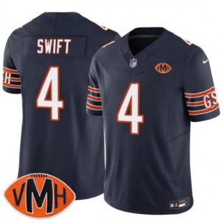 Men's Chicago Bears #4 D'Andre Swift Navy 2025 F.U.S.E. With Illinois and VMH Vapor Untouchable Limited Football Stitched Jersey