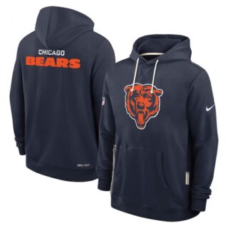 Men's Chicago Bears Navy Sideline Standard Issue Initial Home Dri-FIT Pullover Hoodie