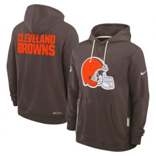 Men's Cleveland Browns Brown Sideline Standard Issue Initial Home Dri-FIT Pullover Hoodie