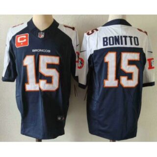 Men's Denver Broncos #15 Nik Bonitto Navy Blue C Thanksgiving FUSE Vapor Jersey