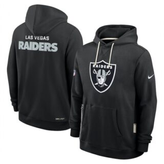 Men's Las Vegas Raiders Black Sideline Standard Issue Initial Home Dri-FIT Pullover Hoodie