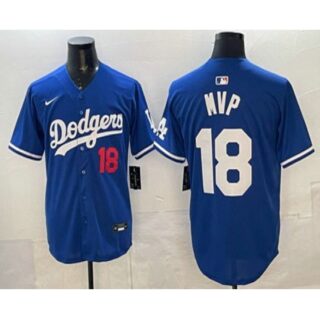 Men's Los Angeles Dodgers #18 Yoshinobu Yamamoto MVP Blue Limited Stitched Jersey