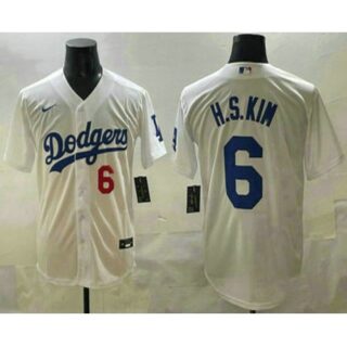 Men's Los Angeles Dodgers #6 Hyeseong Kim White Cool Base Jersey