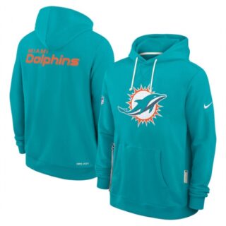 Men's Miami Dolphins Aqua Sideline Standard Issue Initial Home Dri-FIT Pullover Hoodie