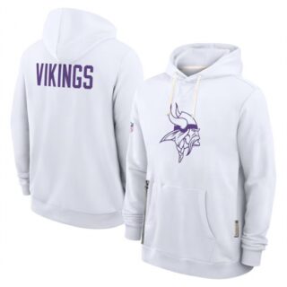 Men's Minnesota Vikings White Sideline Standard Issue Initial Home Dri-FIT Pullover Hoodie