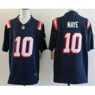 Men's New England Patriots #10 Drake Maye Limited Navy Fashion FUSE Vapor Jersey