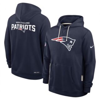 Men's New England Patriots Navy Sideline Standard Issue Initial Home Dri-FIT Pullover Hoodie