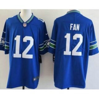 Men's Seattle Seahawks #12 Fan Limited Blue Throwback Vapor Jersey