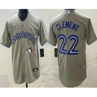 Men's Toronto Blue Jays #22 Ernie Clement Gray Cool Base Jersey