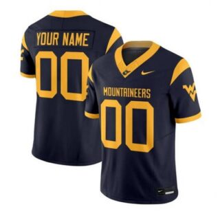 Men's West Virginia Mountaineers ACTIVE PLAYER Custom Navy 2025 F.U.S.E. Stitched Jersey