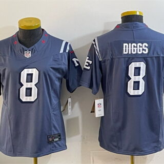 Women's New England Patriots #8 Stefon Diggs 2025 Rivalries Stitched Football Jersey(Run Small)