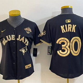 Women's Toronto Blue Jays #30 Alejandro Kirk Black Gold 2025 American League Champions Limited Stitched Baseball Jersey(Run Small)