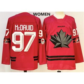 Women's Canada Hockey #97 Connor Mcdavid Red Stitched Jersey