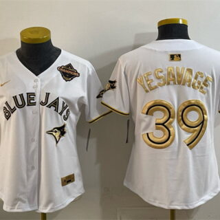 Youth Toronto Blue Jays #39 Trey Yesavage White Gold 2025 American League Champions Limited Stitched Baseball Jersey