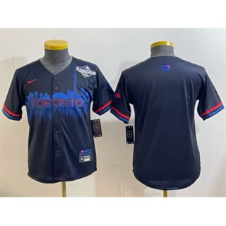 Youth Toronto Blue Jays Blank Navy 2025 World Series City Connect Limited Stitched Baseball Jersey