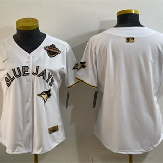 Youth Toronto Blue Jays Blank White Gold 2025 American League Champions Limited Stitched Baseball Jersey