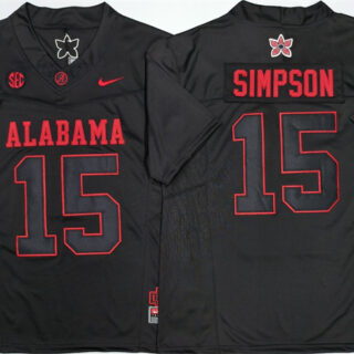 Men's Alabama Crimson Tide #15 Ty Simpson Black F.U.S.E Stitched Football Jersey