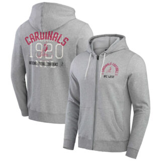 Men's Arizona Cardinals Heather Gray Vintage Stripe Full-Zip Hoodie