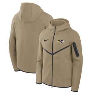 Men's Baltimore Ravens Tan Tech Fleece Full-Zip Windrunner Hoodie