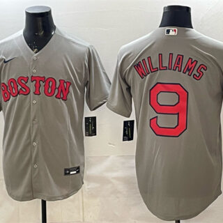 Men's Boston Red Sox #9 Ted Williams Grey Cool Base Stitched Baseball Jersey