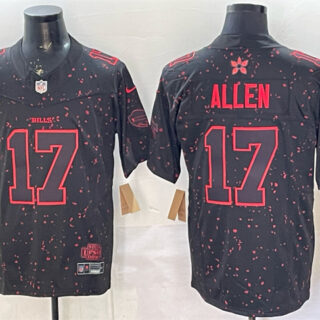 Men's Buffalo Bills #17 Josh Allen Black 2025 F.U.S.E. 'Stranger Things Edition' Vapor Limited Stitched Football Jersey