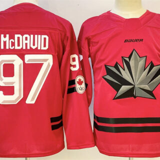 Men's Canada Hockey #97 Connor McDavid Red With A Patch Stitched Jersey