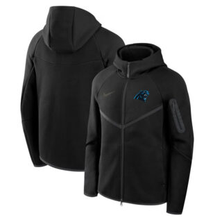 Men's Carolina Panthers Black Tech Fleece Full-Zip Windrunner Hoodie