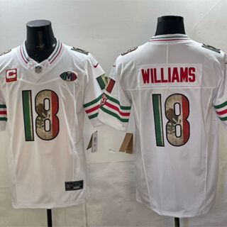 Men's Chicago Bears #18 Caleb Williams White Mexico F.U.S.E. With 2-star C Patch And VMH Patch Throwback Stitched Football Jersey