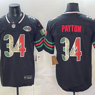 Men's Chicago Bears #34 Walter Payton Black Mexico F.U.S.E. With VMH Patch Stitched Football Jersey