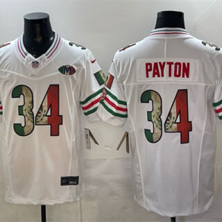 Men's Chicago Bears #34 Walter Payton White Mexico F.U.S.E. With VMH Patch Stitched Football Jersey