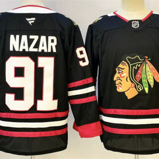 Men's Chicago Blackhawks #91 FRANK NAZAR Black Stitched Hockey Jersey