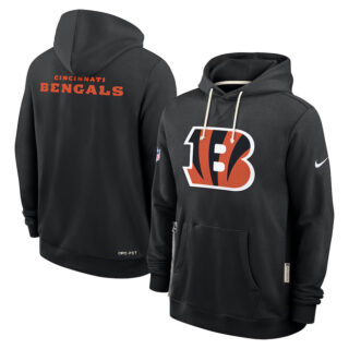 Men's Cincinnati Bengals Black Sideline Standard Issue Initial Home Dri-FIT Pullover Hoodie