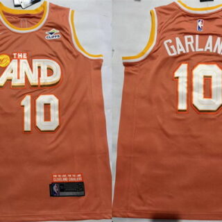 Men's Cleveland Cavaliers #10 Darius Garland Orange 2025 City Edition Stitched Jersey