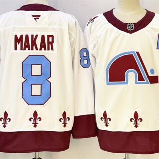 Men's Colorado Avalanche #8 Cale Makar White 2024-25 With A Patch Stitched Jersey