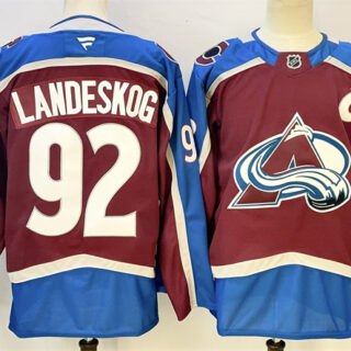 Men's Colorado Avalanche #92 Gabriel Landeskog Burgundy 2024-25 With C Patch Stitched Jersey