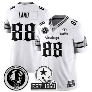 Men's Dallas Cowboys #88 CeeDee Lamb White 2025 F.U.S.E. With John Madden Patch & Established In 1960 Patch Vapor Limited Stitched Football Jersey