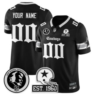 Men's Dallas Cowboys Active Player Custom Black 2025 F.U.S.E. With John Madden Patch & Established In 1960 Patch Vapor Limited Stitched Football Jersey